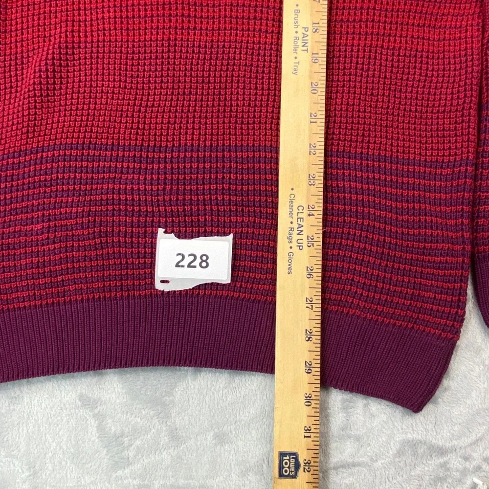 Saks Fifth Avenue Mens XXL Red Burgundy Ombre Waffle Knit Cotton Sweater Italy